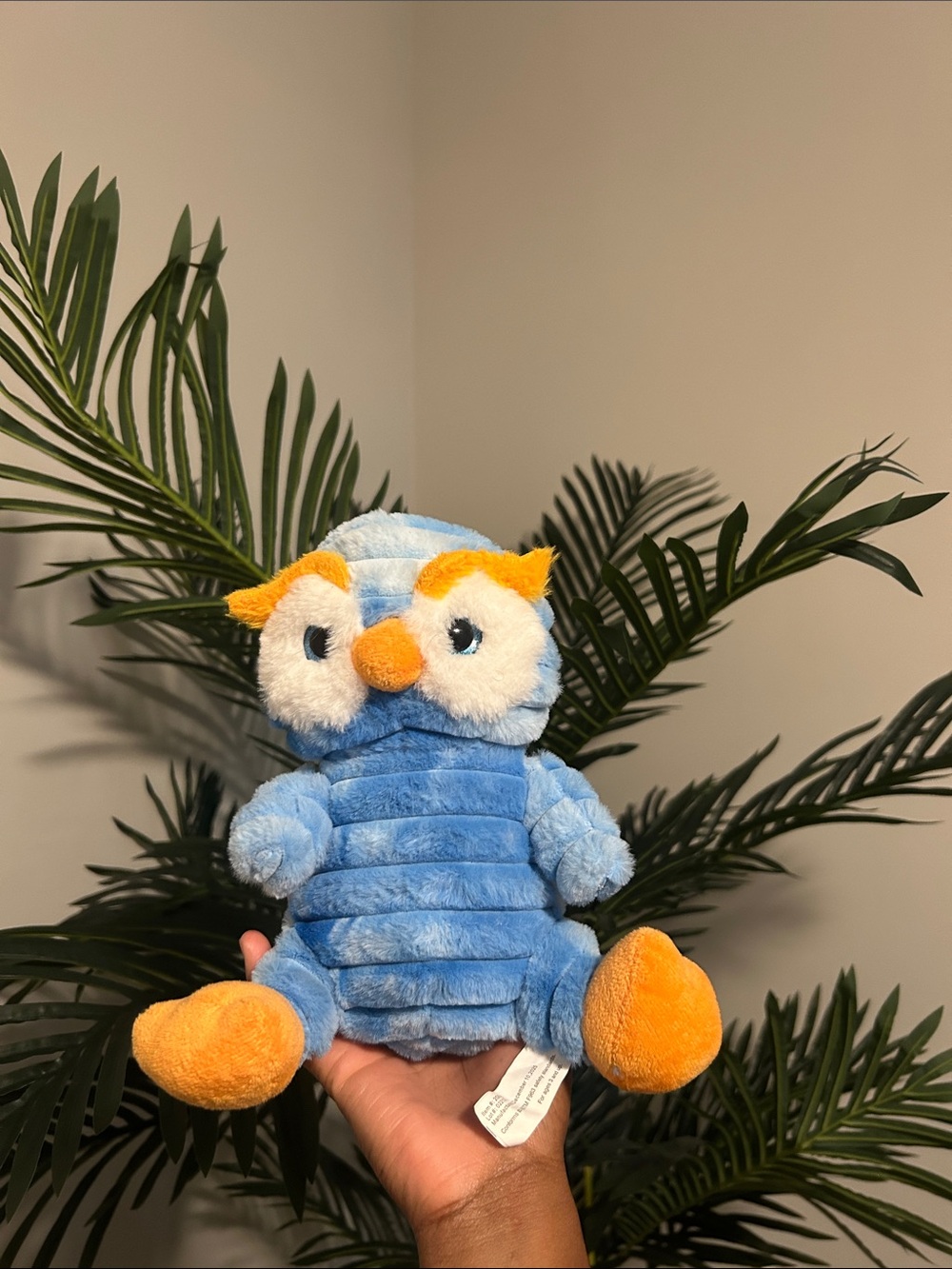 Cute Blue and Orange Plush Owl Toy
